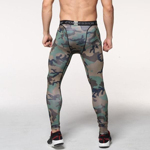 men's fitness sports leggings Army Green Camouflage M