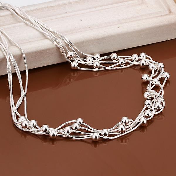 New Fashion Jewelry 925 Sterling Silver Charm Five Lines Light Bead Snake Bone Chain Necklace For Women Gift1 x Necklace CMK
