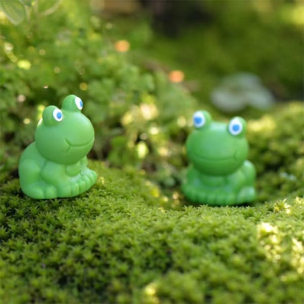 【Tricor butik】 Resin Mini Frogs Grön groda miniatyrfigurer, 100/200 st Green Frog miniatyrfigurer, miniatyrmossa landskapsgroda modell 100PCS