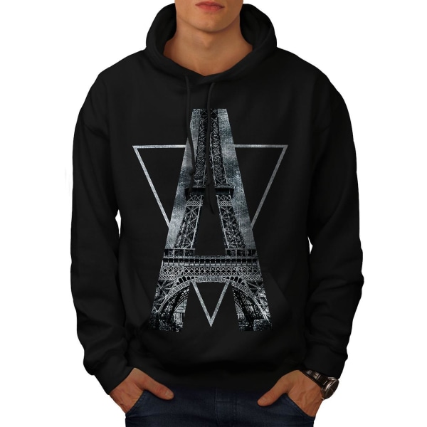 Landmark Paris Art Mænd BlackHoodie | Wellcoda CMK Black X-Large