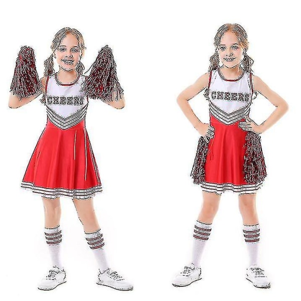 Cheerleader Costume For Girls Halloween Cute Uniform Outfit K red 130