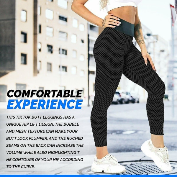 Tik Tok Leggings Yoga Leggings for kvinner Gym Anti-cellulitt Fitness Butt Lift Pants CMK Black M