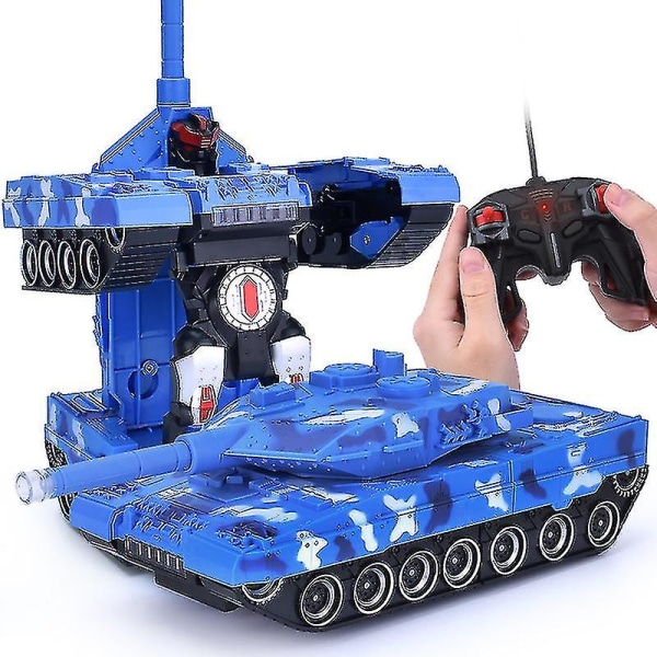 Fjernbetjening Tank Deformerbar Fjernbetjening Bil Simulering Tank Robot Fjernbetjening Legetøjsbil Stunt Militær Model Blue