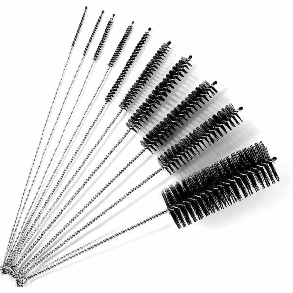 Cleaning Brush[10 Pieces], Cleaning Brush, Straw Brush, for Narrow Containers and Small Corners, e.g. Kettle, Teapot, Keyboard, Straw(Black)