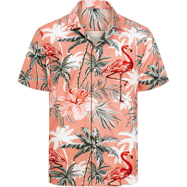 Miesten Havaiji-paita ja shortsit setti Regular Fit lyhythihainen rento funky ranta flamingo paita setti XXL XXL Orange Flamingo