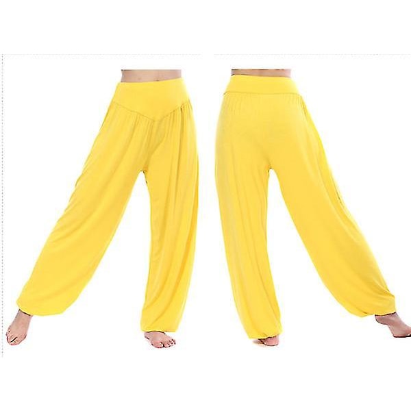 Women's Wide Leg Yoga Pants Yellow L