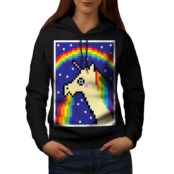 Unicorn Cool Stupid Funy Women BlackHoodie | Wellcoda CMK Black X-Large