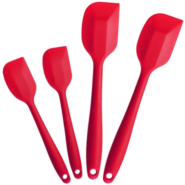 Sett med 4 silikonspadler for baking Blanding Varmebestandig red