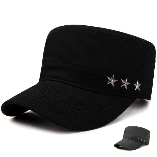 Miehet Naiset Classic Army Hat Cadet Field Cap Pelkkä lippis Black