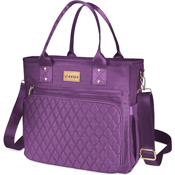 Suuri lounaslaukku naisille työhön, eristetty/kylmälaukku aikuisille naisille/kestävä nailonlaukku naisille/tiivis kylmälaukku Purple