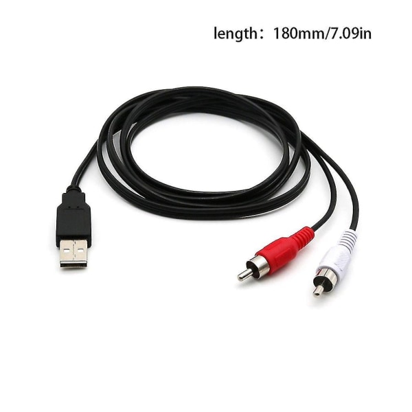 Bærbar USB han til 2x Rca Phono Av kabel Aux Audio Adapter