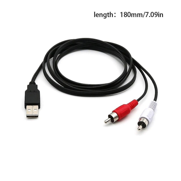 Bärbar USB hane till 2x Rca Phono Av kabel Aux Audio Adapter