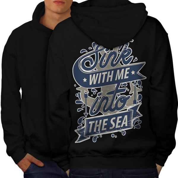 Sink Into Sea Cool Men BlackHoodie Tilbake | Wellcoda CMK Black 3X-Large