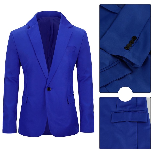 Allthemen Herre Solid Color Slim Fit Business Casual Blazer CMK Blue L