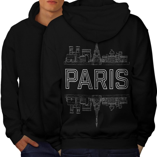 Paris City Design Herr BlackHoodie Baksida | Wellcoda CMK Black X-Large