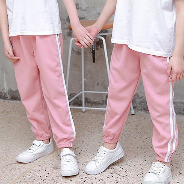 2-12 Years Kids Striped Sweatpants Bottoms Pants CMK Pink 11-12 Years