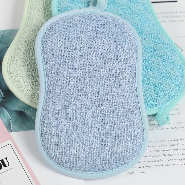 Set of 8 Washable Dishwashing Sponge Kitchen Antibacterial Reusable Microfiber Scouring Pads Sponge Double Sponge