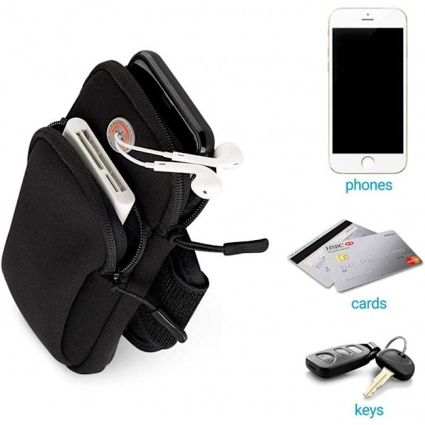 Robust & Bekväm Sportarmband för iPhone / Android Smartphones Black Svart