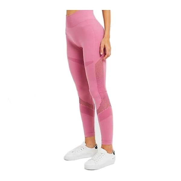 Sort/Pink Yoga Leggings Højtliggende mavekontrol Home Gym Fitness Workout CMK Black S