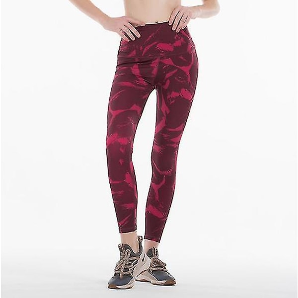 Naisten korkeavyötäröiset leggingsit, pehmeät elastiset, läpinäkymättömät vatsan leggingsit, Plus Size Fitness Jooga Stretch Xinda CMK red A S