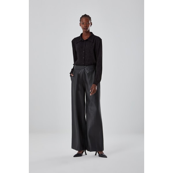 Lær detaljerte Casual Black Pants CMK black S