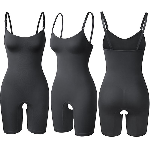 Bodysuit Shapewear Kvinner Full Body Shaper Magekontroll Slankeskjede Rumpeløfter Push Up Lår Slankere Mageformere Korsett CMK Black M