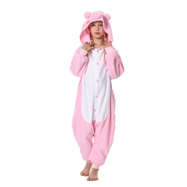 Unisex børne onesie pyjamas plys kostume Sødt Halloween kostume K pinkpig 85