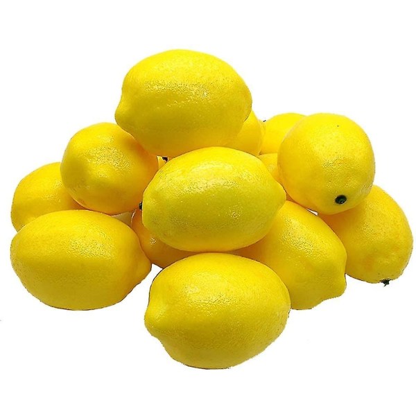 15 kpl Keinotekoisia sitruunoita 8,5 cm Faux Fruits Keltainen sitruunavaahto