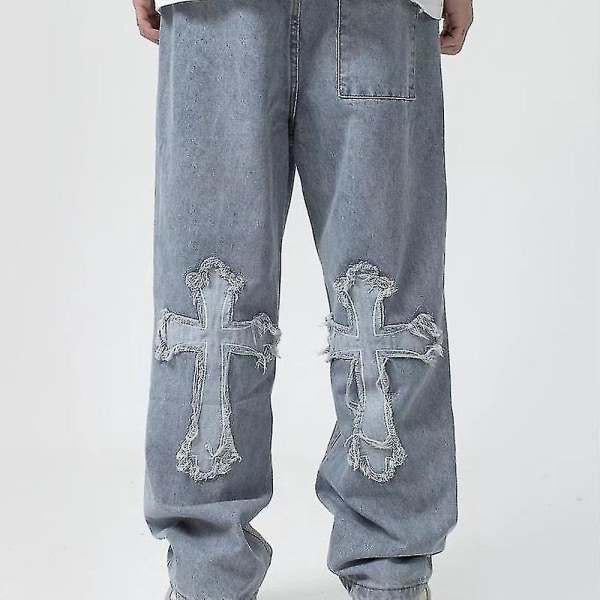 V-hanver Men Streetwear Baggy Jeans Trousers Cross Hip Hop Mens Loose Jeans Pants Women Oversized Boyfriend Jeans Denim Jeans CMK XL