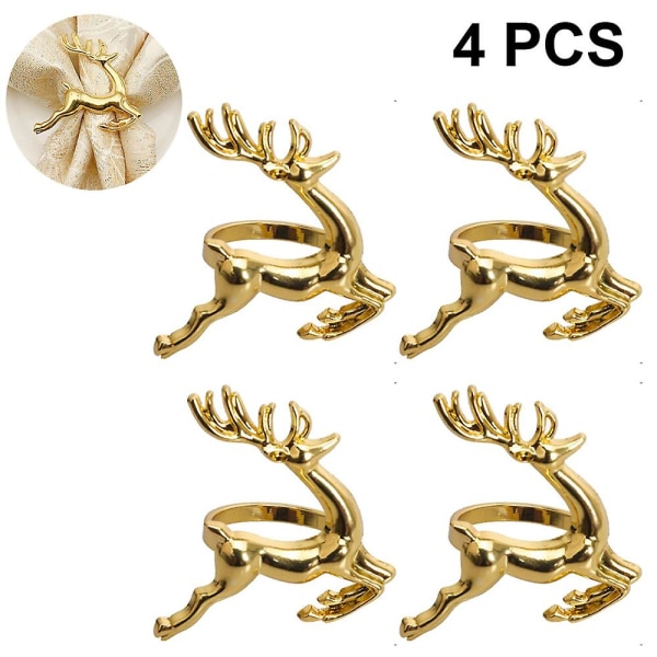 Napkin Rings, 4pcs Gold Elk Chic Napkin Rings For Place Settings Gold