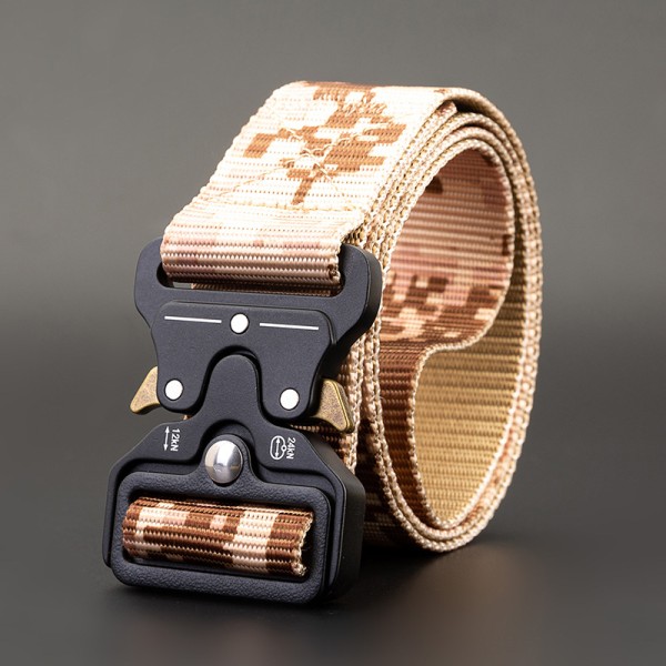 Militärt taktiskt bälte för män Webbing Nylonbälte Quick Release Spänne Heavy Camouflage Desert 53.1"