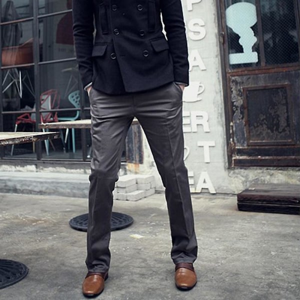Miesten Plain Blazer Pants Office -muotoiset Chino-housut Dark Gray 31