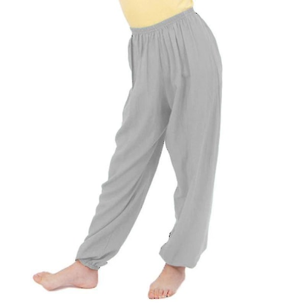 Kids Boy Girl Plain Loose Long Pants Yoga Dancing Bloomers Aladdin Trousers CMK Grey 3-4 Years