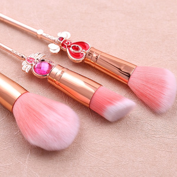 8 stk Makeup børstesæt med sød lyserød pose