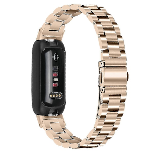 Armbånd til Fitbit Inspire 3 Rustfrit Stål 3 Perler Erstatningsarmbånd til Smartwatch Champagne Gold