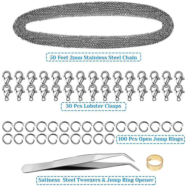 Rostfritt stål DIY-halsband för smyckestillverkning, 2 mm