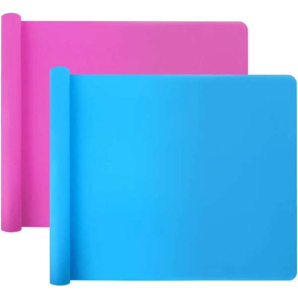 2 Pack Extra Suuri silikonilevy, silikonimatto, askartelumatto Blue+Pink