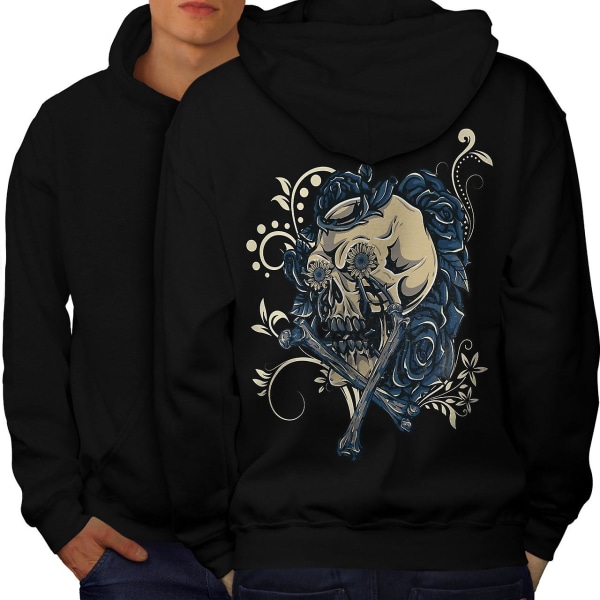 Rose Art Metal Mænd BlackHoodie Tilbage | Wellcoda CMK Black 4X-Large