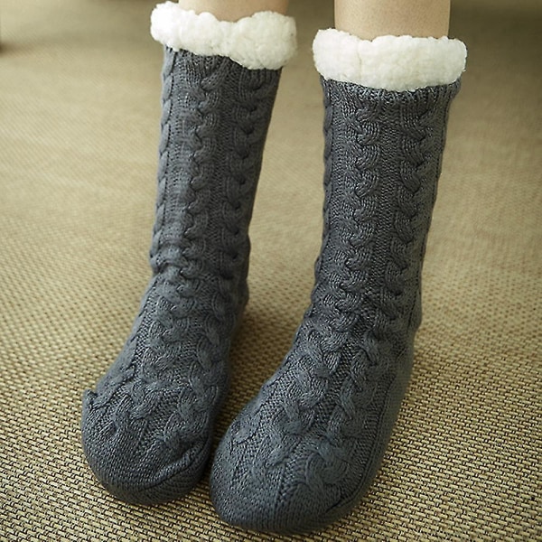 Women's Winter Fleece Non-Slip Thermal Floor Socks Grey