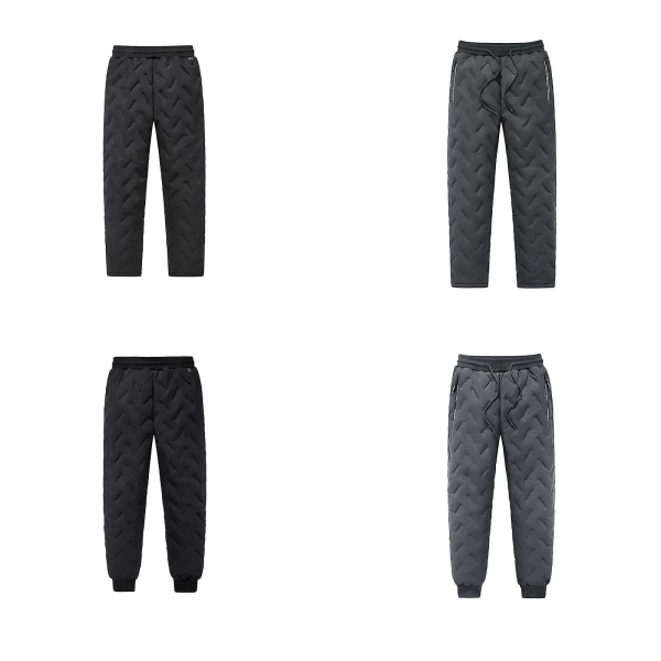 20% Off-men Vinter Fleecebukser Vanntett Hold Varme Svart Tykke Med Lommer Grå Polyester Fibre Herre Jogger Joggebukser CMK Black 4XL