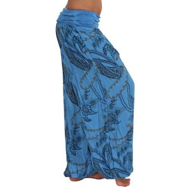 Women's Boho Loose Yoga Pants Blue XL