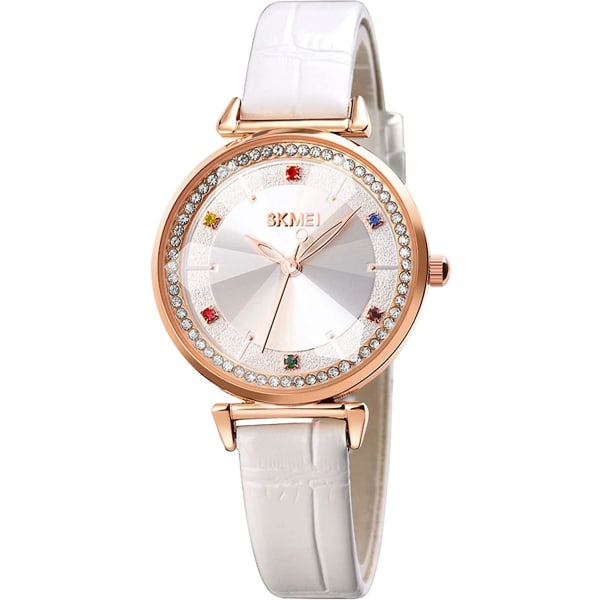 Watch Läder Elegant Quartz Vattentät Armbandsur white