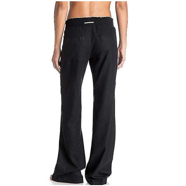 Women's Cotton Linen Pants Beach Pant black XL