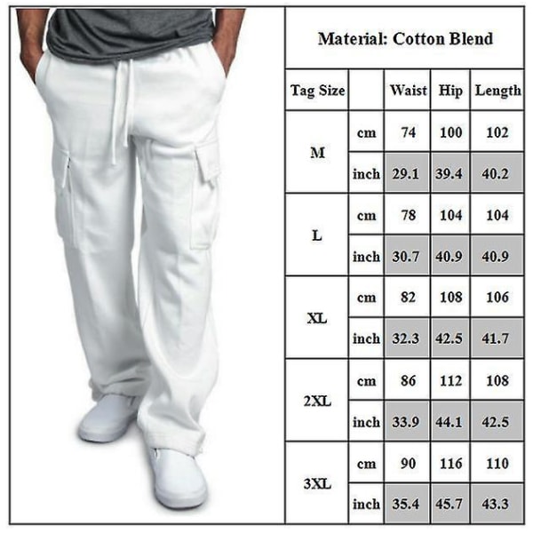 Men's Solid Color Drawstring Lounge Pants White 3XL