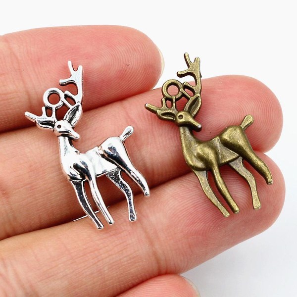 30st/lot 28x13mm Brons Silver Pläterad Deer Charms Pendel diy