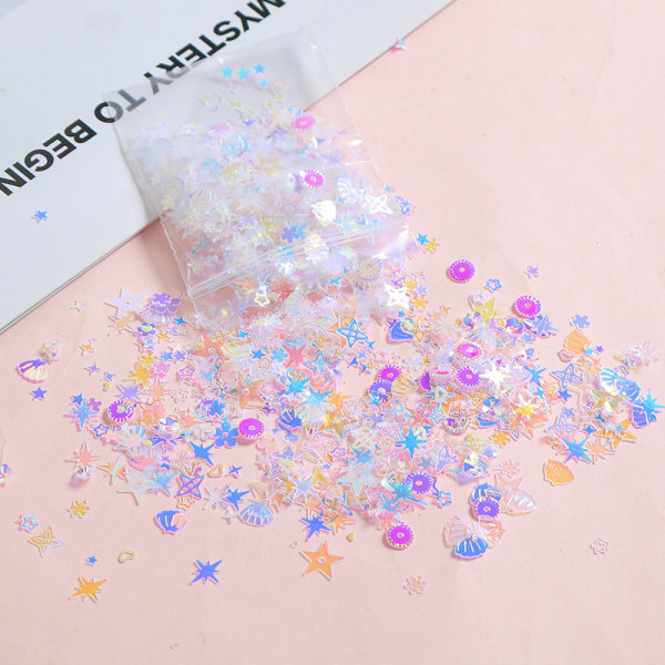 【Tricor butik】Blandet pailletter makeup negledekoration håndværk dekoration fyldt glitter pailletter DIY materialer DIY kunst håndværk A 10g