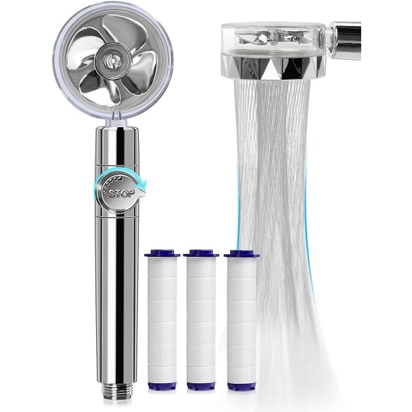 Turbo handheld shower head high pressure water-saving silver