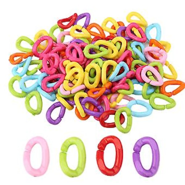 100 st Plastfågel C-clips Krokar Kedjelänkar DIY Papegojleksaker Blandade Färger