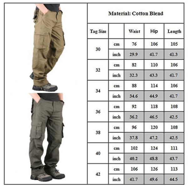 Men's Plain Color Cargo Pants Black 30