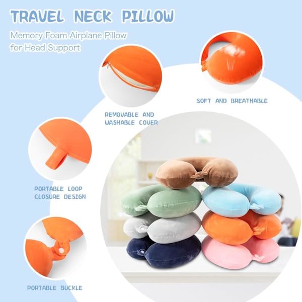 Matkatyyny Niskatyyny Memory Foam Matkatyynyt Pääntukityyny lentokoneeseen Juna Auto Toimistomatkat Välttämättömät lentotyynyt pitkään Oranssi Orange One Size